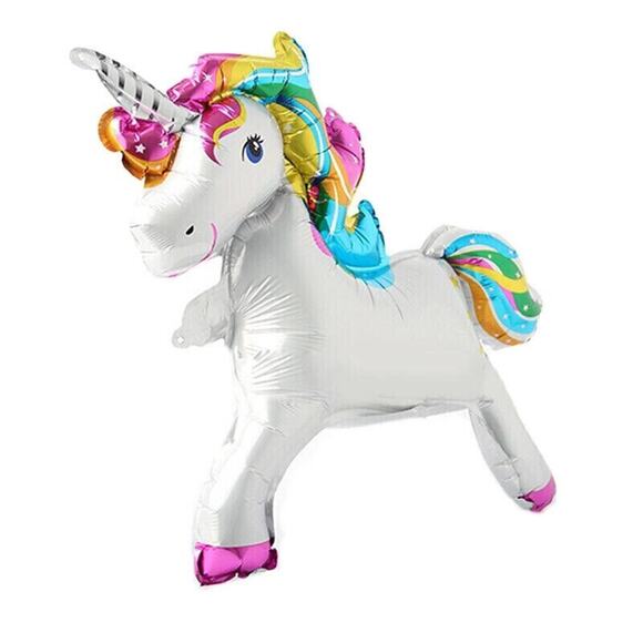 Unicorn Foil Balloon Birthday Party Kids Girls Rainbow No Helium Reusable NEW - Picture 1 of 5